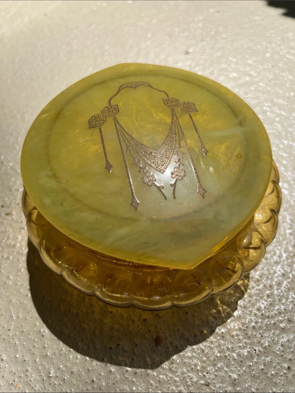 Art Deco Celluloid Bakelite Powder Dish - Picture 2 of 9